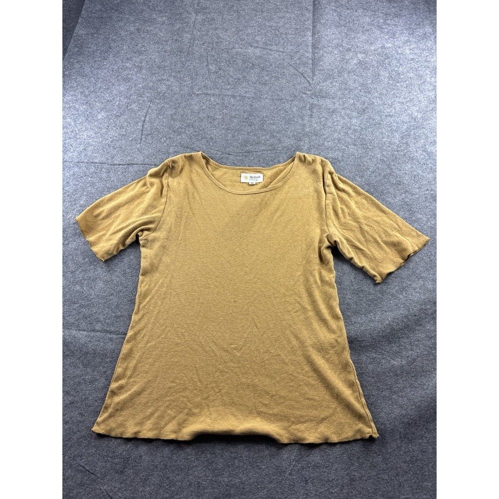 Mollusk Surf Women's M Ribbed Hemp T-Shirt Earthy Yellow Granola Natural Fibers
